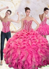 2015 Sweet Sweetheart Fifteen Dresses with Beading and Ruffles