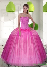 2015 Wholesale Beading Sweetheart Ball Gown Quinceanera Dresses