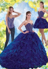 New Style Beading and Ruffles Sweetheart Ball Gown Quinceanera Dresses for 2015
