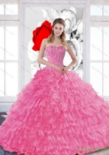 Wholesale 2015 Quinceanera Dresses with Beading and Ruffled Layers