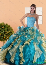 2015 Beautiful Sweetheart Quinceanera Ball Gowns with Beading and Ruffles