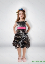 Fashionable Knee Length Camo Flower Girl Dresses with Sashes