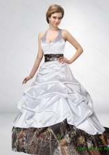 New Style A Line Camo Wedding Dresses with Bowknot and Side Zipper