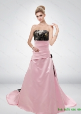 Pink A Line Strapless New Style Camo Wedding Dresses with Hand Made Flower