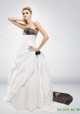 New Style Strapless Hand Made Flower Camo Wedding Dresses in Multi Color