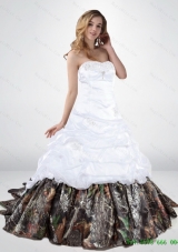 New Style Lace Up Beaded Camo Wedding Dresses with Chapel Train