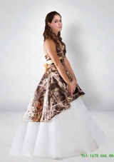 New Style Ball Gown Halter 2015 Camo Wedding Dresses with Bowknot
