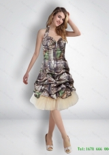 New 2015 Short Halter Top Camo Prom Dresses with Knee Length
