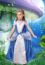 Top Seller 2015 Summer A Line Bowknot and Embroidery Cinderella Flower Girl Dress