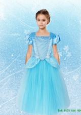 Luxurious Beaded Blue Cinderella Flower Girl Dress with Beading for 2015 Summer