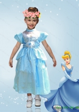2015 Fall Perfect Empire Tea Length Cinderella Flower Girl Dress in Blue