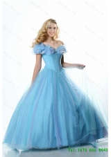 Perfect 2015 Summer A Line Off the Shoulder Cinderella Quinceanera Dresses with Hand Made Flowers
