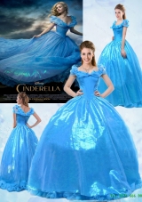 Luxurious 2015 Summer Ball Gown Off the Shoulder Cinderella Quinceanera Dress in Blue