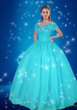 Elegant 2015 Summer Off the Shoulder Blue Cinderella Dresses for Pary