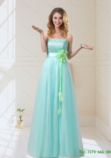 Sturning 2015 Empire Strapless Prom Dresses with Hand Made Flowers