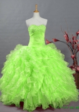 Custom Make Sweetheart Quinceanera Dresses in Spring Green for 2015