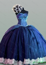 Custom Make Quinceanera Dresses with Lace in Navy Blue for 2015