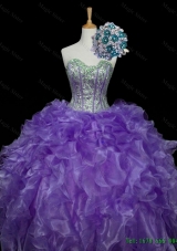 Custom Make Sweetheart Purple Quinceanera Dresses with Sequins and Ruffles for 2015