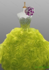 2015 Custom Make Beaded Quinceanera Dresses with Rolling Flowers for Winter