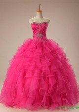 2015 Custom Make Beaded Quinceanera Dresses with Ruffles in Organza for Fall