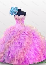 2015 Sweetheart Sequins and Ruffles Custom Make Quinceanera Dresses in Organza