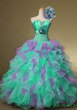 2015 In Stock Strapless Quinceanera Dresses with Beading and Ruffles for Fall