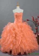 2015 In Stock Sweetheart Quinceanera Dresses with Beading and Ruffles for Fall