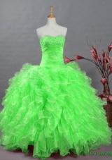 2015 In Stock Quinceanera Dresses with Beading and Ruffles for Winter