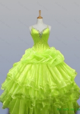 In Stock Straps Quinceanera Dresses with Ruffled Layers for 2015 for Winter