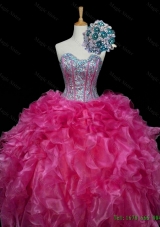 In Stock Sweetheart Hot Pink Quinceanera Dresses with Sequins and Ruffles for Winter