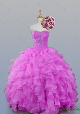 2015 In Stock Sweetheart Beaded Quinceanera Dresses with Ruffles