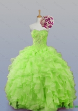 2015 In Stock Sweetheart Beaded Quinceanera Dresses with Ruffles for Winter