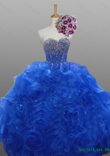 2015 In Stock Sweetheart Quinceanera Dresses with Beading and Rolling Flowers for Winter