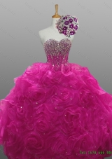 2015 In Stock Quinceanera Dresses with Beading and Rolling Flowers for Winter