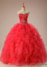 2015 In Stock Sweetheart Beaded Quinceanera Dresses with Ruffles for Winter