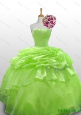 2015 In Stock Quinceanera Dresses with Paillette and Ruffled Layers