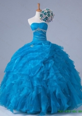 In Stock Beading and Ruffles Strapless Quinceanera Dresses for 2015 for Winter