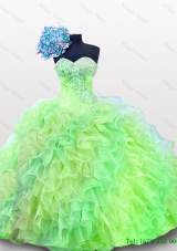 2015 In Stock Quinceanera Dresses with Sequins and Ruffles