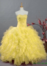 Real Sample Beaded and Ruffles Quinceanera Dresses in Organza for 2015