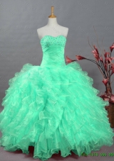 Real Sample Sweetheart Quinceanera Dresses with Beading and Ruffles for 2015 for Fall