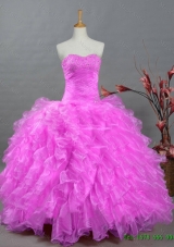2015 Real Sample Sweetheart Quinceanera Dresses with Beading and Ruffles for Fall