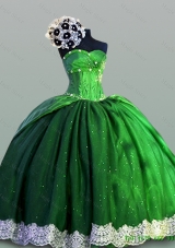 Real Sample Laced Sweetheart Green Quinceanera Dresses for 2015 for Fall