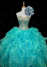 Real Sample Sweetheart Mint Quinceanera Dresses with Sequins and Ruffles