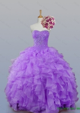 2015 Real Sample Sweetheart Quinceanera Dresses with Beading and Ruffles