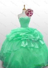 2015 Real Sample Strapless Quinceanera Dresses with Appliques