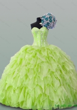 2015 Real Sample Sweetheart Beaded and Ruffles Dress for Quince