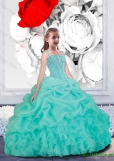 Lovely Spring Straps Turquoise Organza Mini Quinceanera Dresses for 2016