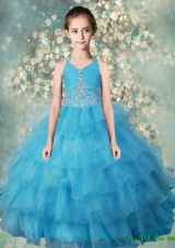 2016 Pretty Summer Halter Top Mini Quinceanera Dresses with Beading and Ruffled Layers