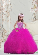 2016 Modern Spring Ball Gown Fuchsia Mini Quinceanera Dresses with Beading and Ruffles
