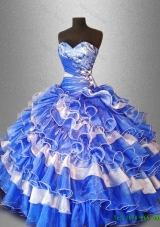 2015 Sweet Beaded and Ruffles Custom Make Quinceanera Gowns in Organza